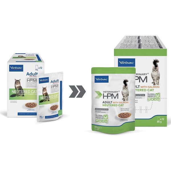 VIRBAC HPM cat Adult Neutered with salmon WET 85g